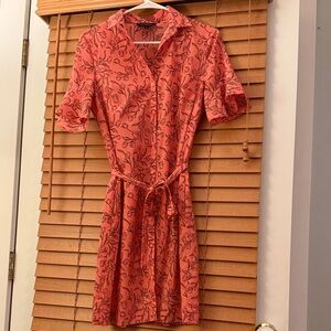 Banana Republic Coral Floral Tie Dress
